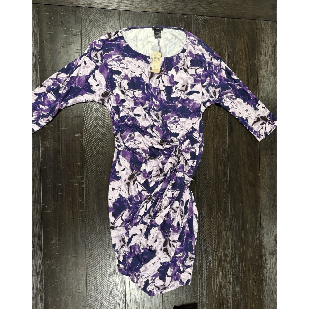 Ann Taylor Purple Floral Dress Sz Large NWT
